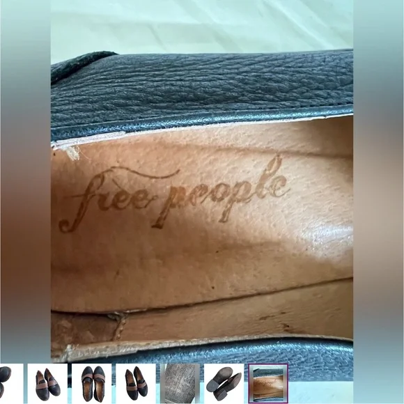 Free People Penny Loafers Genuine leather block heels black brown shoes 38 8 - Picture 7 of 7